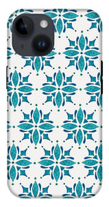 Teal Watercolor Tile Pattern - Phone Case