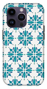 Teal Watercolor Tile Pattern - Phone Case