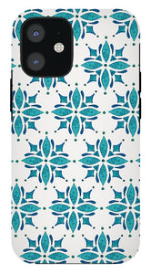 Teal Watercolor Tile Pattern - Phone Case