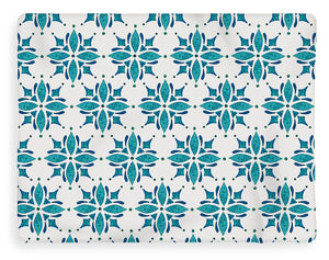 Teal Watercolor Tile Pattern - Blanket