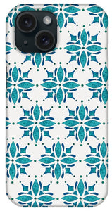 Teal Watercolor Tile Pattern - Phone Case