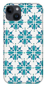Teal Watercolor Tile Pattern - Phone Case