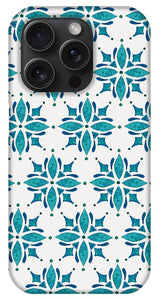 Teal Watercolor Tile Pattern - Phone Case