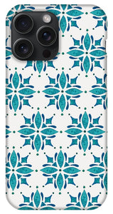 Teal Watercolor Tile Pattern - Phone Case