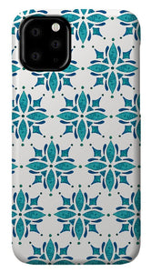 Teal Watercolor Tile Pattern - Phone Case
