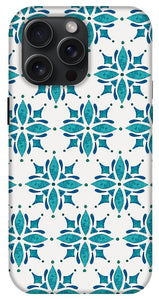 Teal Watercolor Tile Pattern - Phone Case