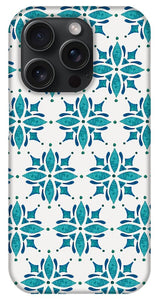 Teal Watercolor Tile Pattern - Phone Case