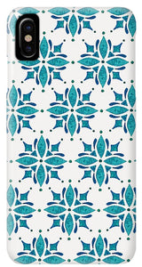 Teal Watercolor Tile Pattern - Phone Case