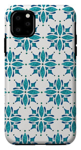 Teal Watercolor Tile Pattern - Phone Case