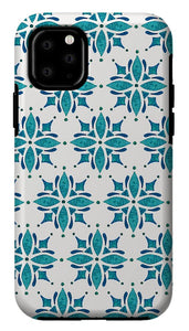 Teal Watercolor Tile Pattern - Phone Case