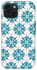 Teal Watercolor Tile Pattern - Phone Case