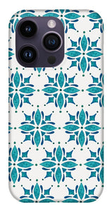 Teal Watercolor Tile Pattern - Phone Case