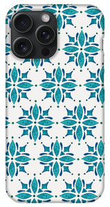 Teal Watercolor Tile Pattern - Phone Case