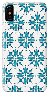 Teal Watercolor Tile Pattern - Phone Case