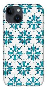 Teal Watercolor Tile Pattern - Phone Case