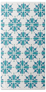 Teal Watercolor Tile Pattern - Beach Towel