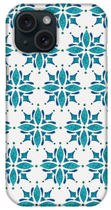 Teal Watercolor Tile Pattern - Phone Case