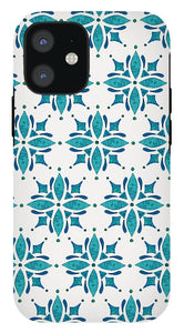 Teal Watercolor Tile Pattern - Phone Case