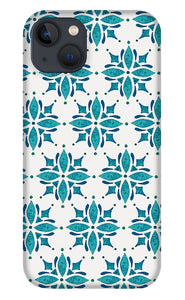 Teal Watercolor Tile Pattern - Phone Case