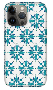 Teal Watercolor Tile Pattern - Phone Case