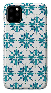 Teal Watercolor Tile Pattern - Phone Case