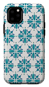 Teal Watercolor Tile Pattern - Phone Case