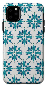 Teal Watercolor Tile Pattern - Phone Case