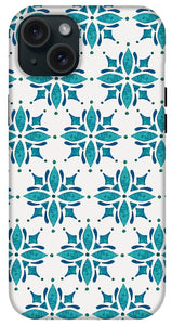 Teal Watercolor Tile Pattern - Phone Case