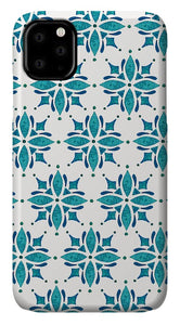 Teal Watercolor Tile Pattern - Phone Case