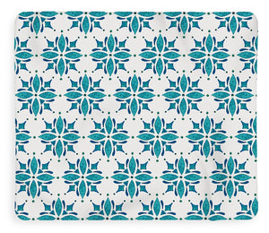 Teal Watercolor Tile Pattern - Blanket