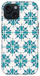 Teal Watercolor Tile Pattern - Phone Case