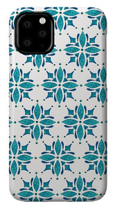 Teal Watercolor Tile Pattern - Phone Case