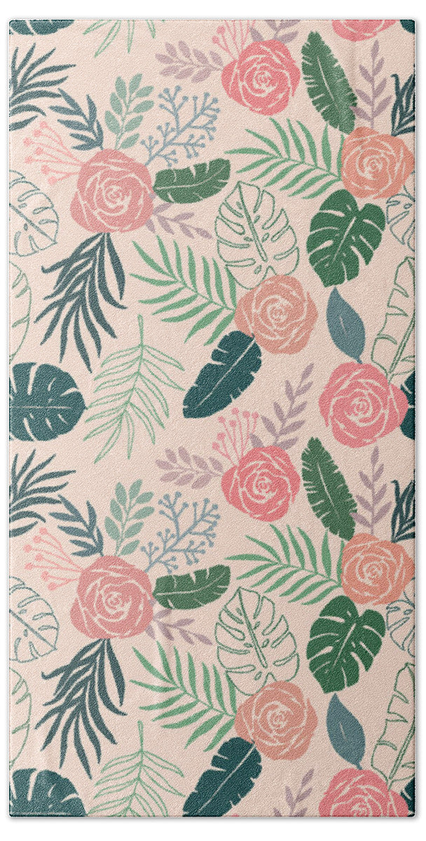 Tropical Floral Pattern - Beach Towel