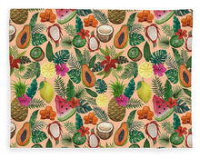 Load image into Gallery viewer, Tropical Fruit and Flowers Pattern - Blanket