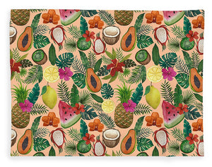 Tropical Fruit and Flowers Pattern - Blanket