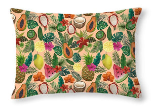 Tropical Fruit and Flowers Pattern - Throw Pillow