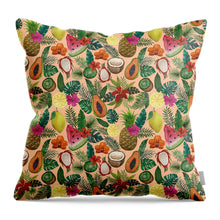 Load image into Gallery viewer, Tropical Fruit and Flowers Pattern - Throw Pillow