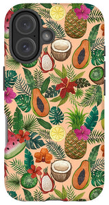 Tropical Fruit and Flowers Pattern - Phone Case