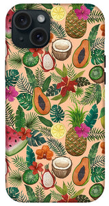 Tropical Fruit and Flowers Pattern - Phone Case