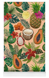 Tropical Fruit and Flowers Pattern - Yoga Mat