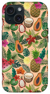 Tropical Fruit and Flowers Pattern - Phone Case