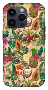 Tropical Fruit and Flowers Pattern - Phone Case