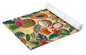 Tropical Fruit and Flowers Pattern - Yoga Mat