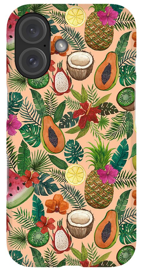 Tropical Fruit and Flowers Pattern - Phone Case