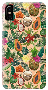 Tropical Fruit and Flowers Pattern - Phone Case