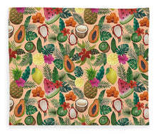 Load image into Gallery viewer, Tropical Fruit and Flowers Pattern - Blanket