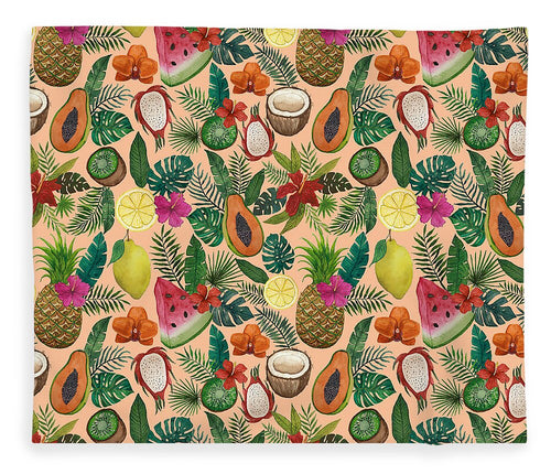 Tropical Fruit and Flowers Pattern - Blanket