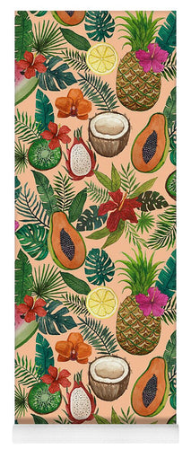 Tropical Fruit and Flowers Pattern - Yoga Mat