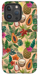 Tropical Fruit and Flowers Pattern - Phone Case