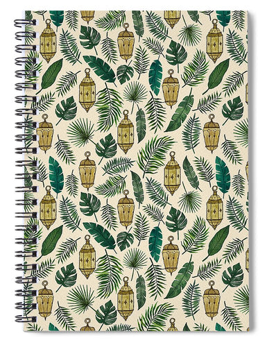 Tropical Lanterns and Leaves Pattern - Spiral Notebook